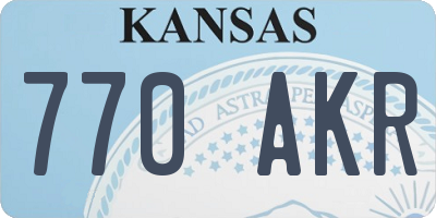KS license plate 770AKR