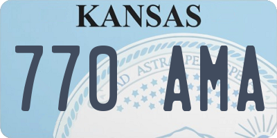 KS license plate 770AMA