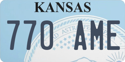 KS license plate 770AME