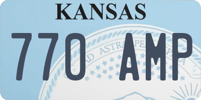 KS license plate 770AMP