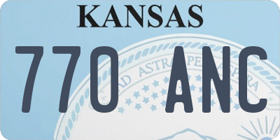 KS license plate 770ANC