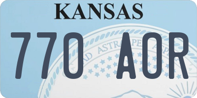 KS license plate 770AOR