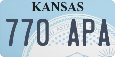 KS license plate 770APA
