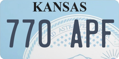 KS license plate 770APF
