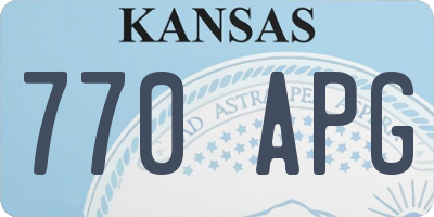 KS license plate 770APG
