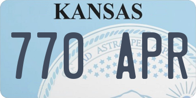 KS license plate 770APR