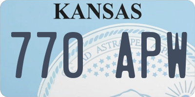 KS license plate 770APW