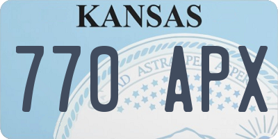 KS license plate 770APX