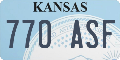 KS license plate 770ASF
