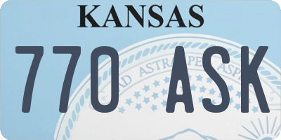 KS license plate 770ASK