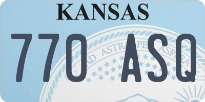 KS license plate 770ASQ