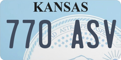 KS license plate 770ASV