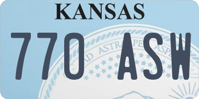 KS license plate 770ASW