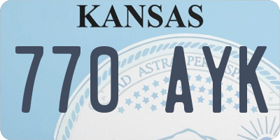 KS license plate 770AYK