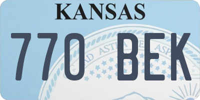 KS license plate 770BEK