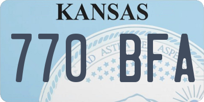 KS license plate 770BFA