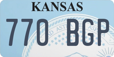 KS license plate 770BGP