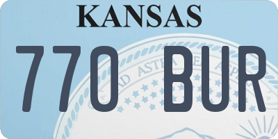 KS license plate 770BUR