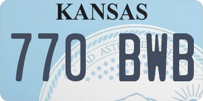 KS license plate 770BWB