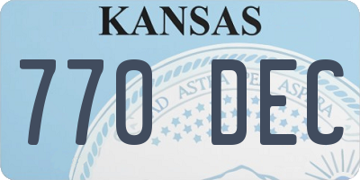 KS license plate 770DEC