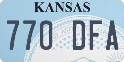 KS license plate 770DFA