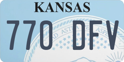 KS license plate 770DFV