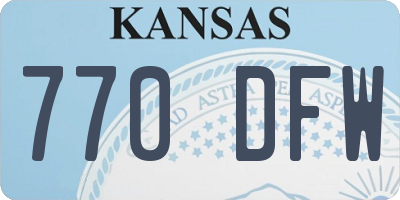 KS license plate 770DFW