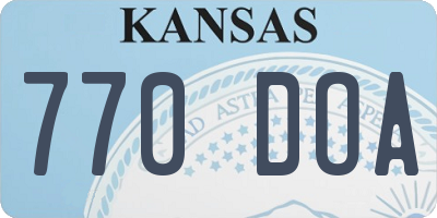 KS license plate 770DOA