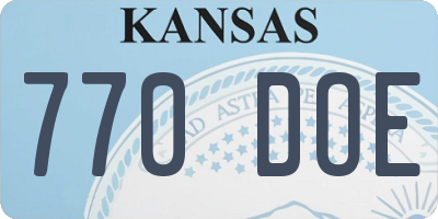 KS license plate 770DOE