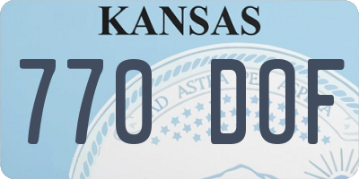 KS license plate 770DOF