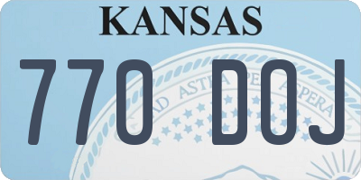 KS license plate 770DOJ