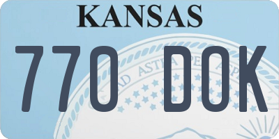 KS license plate 770DOK
