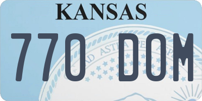 KS license plate 770DOM