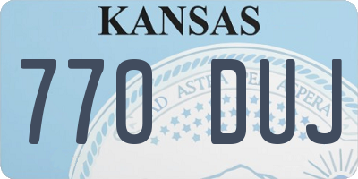 KS license plate 770DUJ