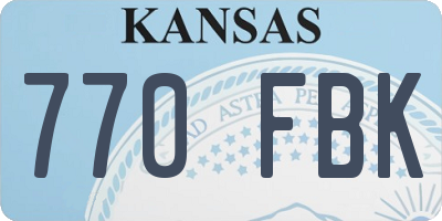KS license plate 770FBK