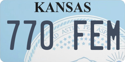 KS license plate 770FEM