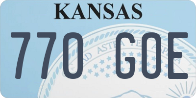 KS license plate 770GOE