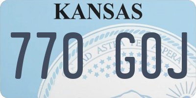 KS license plate 770GOJ