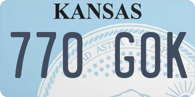 KS license plate 770GOK