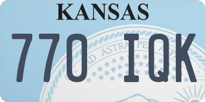 KS license plate 770IQK