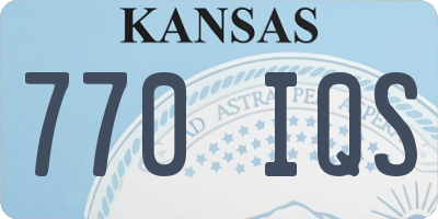 KS license plate 770IQS