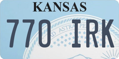 KS license plate 770IRK