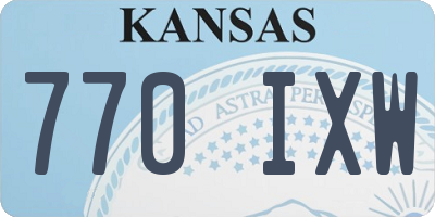 KS license plate 770IXW