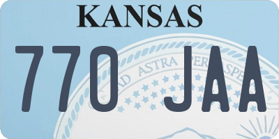 KS license plate 770JAA