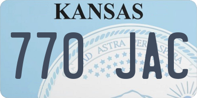 KS license plate 770JAC