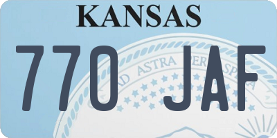 KS license plate 770JAF