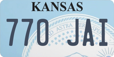 KS license plate 770JAI