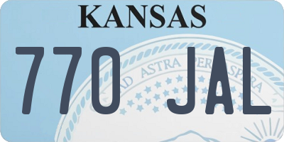 KS license plate 770JAL