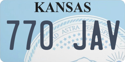 KS license plate 770JAV