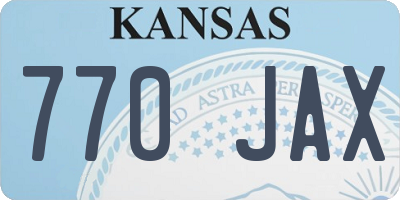 KS license plate 770JAX